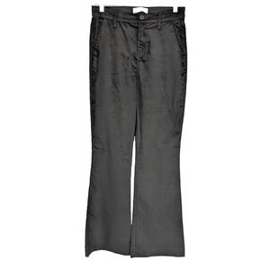 Flare Leg Pants Womens SIZE 27 LEVEL 99 Black Faux Suade Cotton Viscose